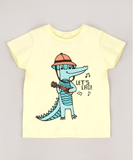 Camiseta-Infantil-Crocodilo--Let-s-Cro--Manga-Curta-Amarelo-Claro-9664951-Amarelo_Claro_1