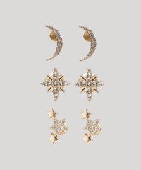 Kit-de-3-Brincos-Femininos-de-Lua-e-Estrelas-com-Strass-Dourado-9650255-Dourado_1