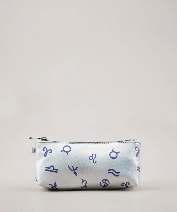 Nécessaire Feminina Estampada Signos Prateada Único