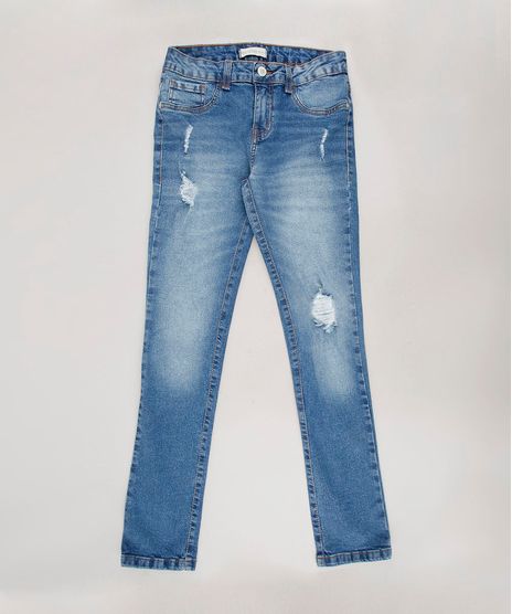 Calca-Jeans-Infantil-Skinny-Destroyed-com-Bolsos--Azul-Medio-9672126-Azul_Medio_1