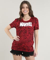 Blusa-Feminina-Marvel-Homem-Aranha-Estampada-de-Quadrinhos-Manga-Curta-Decote-Redondo-Vermelha-9701822-Vermelho_1