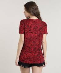 Blusa-Feminina-Marvel-Homem-Aranha-Estampada-de-Quadrinhos-Manga-Curta-Decote-Redondo-Vermelha-9701822-Vermelho_2