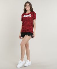 Blusa-Feminina-Marvel-Homem-Aranha-Estampada-de-Quadrinhos-Manga-Curta-Decote-Redondo-Vermelha-9701822-Vermelho_3