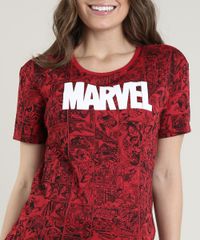 Blusa-Feminina-Marvel-Homem-Aranha-Estampada-de-Quadrinhos-Manga-Curta-Decote-Redondo-Vermelha-9701822-Vermelho_4