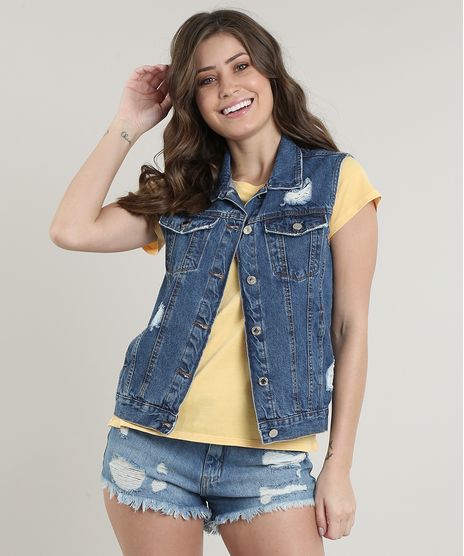 Colete-Jeans-Feminino-Destroyed-com-Bolsos-Azul-Medio-9664651-Azul_Medio_1