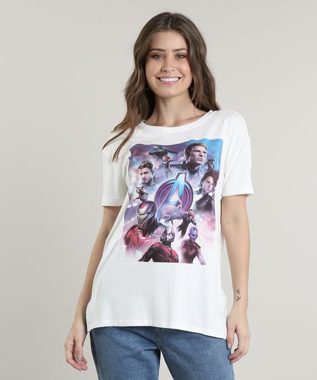 Blusa-Feminina-Os-Vingadores-Manga-Curta-Decote-Redondo-Off-White-9700410-Off_White_1
