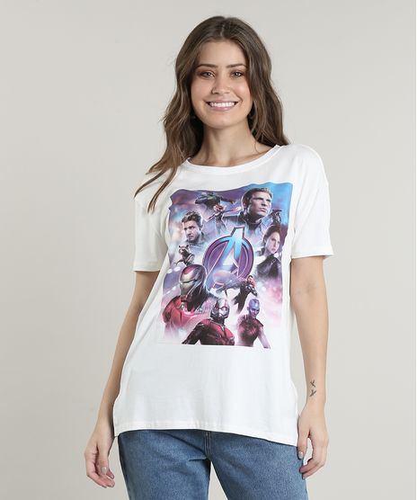 Blusa-Feminina-Os-Vingadores-Manga-Curta-Decote-Redondo-Off-White-9700410-Off_White_1