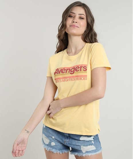 Blusa-Feminina-Os-Vingadores-Manga-Curta-Decote-Redondo-Amarela-9705385-Amarelo_1