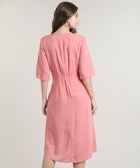 Vestido-Feminino-Midi-com-Botoes-e-Linho-Manga-Curta-Coral-9661989-Coral_2