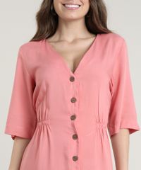 Vestido-Feminino-Midi-com-Botoes-e-Linho-Manga-Curta-Coral-9661989-Coral_4