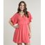 Vestido-Feminino-Curto-com-Faixa-para-Amarrar-Manga-Curta-Coral-9640593-Coral_1