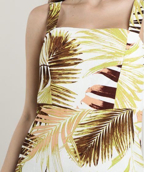 vestido de linho estampado curto