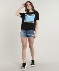 Blusa-Feminina-Cinderela--Expectation-x-Reality--Manga-Curta-Decote-Redondo-Preta-9697665-Preto_3