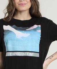 Blusa-Feminina-Cinderela--Expectation-x-Reality--Manga-Curta-Decote-Redondo-Preta-9697665-Preto_4