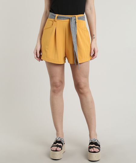 Short-Feminino-Clochard-Alfaiatado-com-Faixa-para-Amarrar--Mostarda-9694073-Mostarda_1