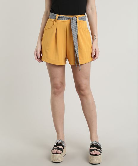 Short-Feminino-Clochard-Alfaiatado-com-Faixa-para-Amarrar--Mostarda-9694073-Mostarda_1