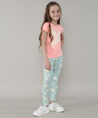 Calca-Legging-Infantil-Estampada-de-Margaridas--Verde-Claro-9610886-Verde_Claro_3