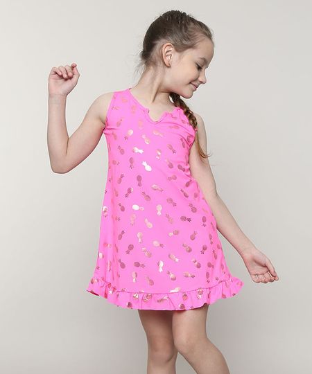 Saida-de-Praia-Infantil-Estampada-de-Abacaxi-Metalizado-com-Babado-Rosa-Neon-9655032-Rosa_Neon_1