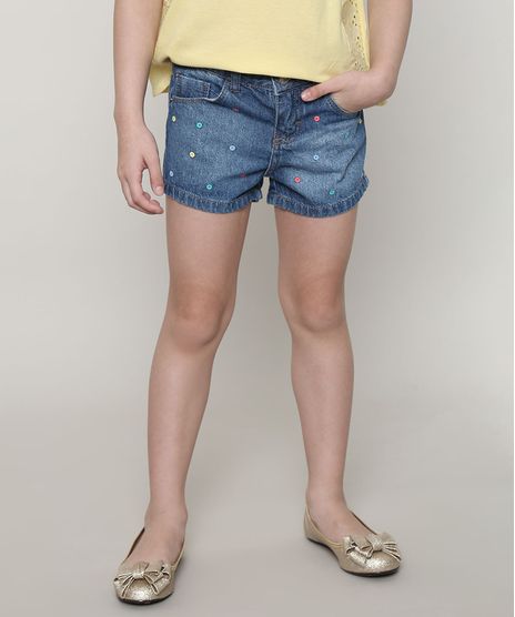 Short-Jeans-Infantil-Bordada-de-Poa-com-Bolsos-Azul-Medio-9638829-Azul_Medio_1