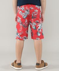 Bermuda-de-Sarja-Infantil-Estampada-de-Folhagem-com-Cordao-Vermelha-9690565-Vermelho_2