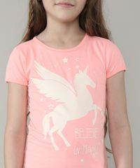 Blusa-Infantil-Unicornio-com-Glitter-Manga-Curta-Rosa-Neon-9657894-Rosa_Neon_4