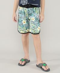 Bermuda-Surf-Infantil-Estampada-de-Folhagens---Cinza-9559558-Cinza_1