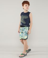 Bermuda-Surf-Infantil-Estampada-de-Folhagens---Cinza-9559558-Cinza_3