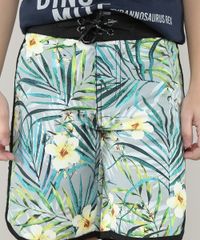 Bermuda-Surf-Infantil-Estampada-de-Folhagens---Cinza-9559558-Cinza_4