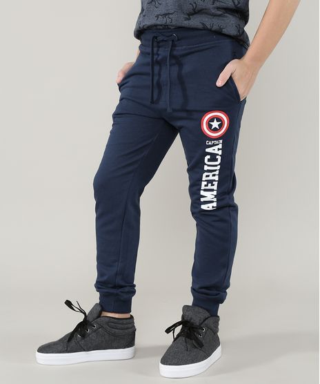 Calca-Infantil-em-Moletom-Jogger-Capitao-America-com-Bolsos-Azul-Marinho-9572854-Azul_Marinho_1