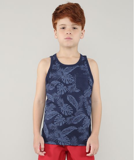 Regata-Infantil-Estampada-de-Folhagem-com-Bolso-Azul-Marinho-9701535-Azul_Marinho_1
