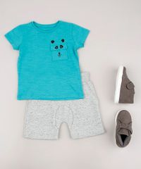 Camiseta-Infantil-com-Bolso-de-Panda-Manga-Curta-Verde-9673254-Verde_4