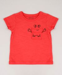 Camiseta-Infantil-com-Bolso-de-Caranguejo-Manga-Curta-Vermelho-9673253-Vermelho_1