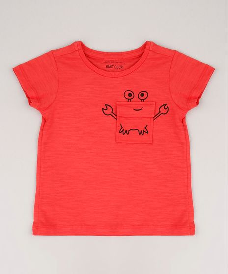Camiseta-Infantil-com-Bolso-de-Caranguejo-Manga-Curta-Vermelho-9673253-Vermelho_1