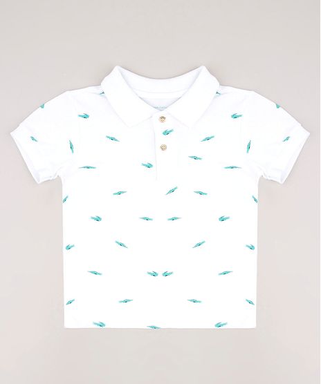Polo-Infantil-Estampada-de-Jacares-em-Piquet-Manga-Curta-Branca-9638045-Branco_1