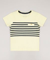 Camiseta-Infantil-com-Bolso-e-Listras-Manga-Curta-Amarela-Claro-9537827-Amarelo_Claro_1