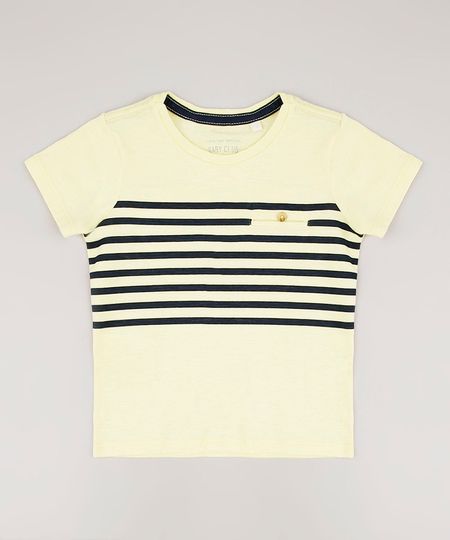 Camiseta-Infantil-com-Bolso-e-Listras-Manga-Curta-Amarela-Claro-9537827-Amarelo_Claro_1