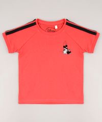 Camiseta-Infantil-Mickey-com-Faixas-Laterais-Manga-Curta-Coral-9672266-Coral_1