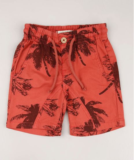 Bermuda-de-Sarja-Infantil-Estampada-de-Coqueiros-com-Cordao-Cobre-9635842-Cobre_1