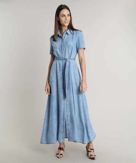 Vestido-Chemise-Jeans-Feminino-Mindset-Longo-com-Faixa-para-Amarrar-Manga-Curta-Azul-Medio-9721627-Azul_Medio_1 Vestido-Chemise-Jeans-Feminino-Mindset-Longo-com-Faixa-para-Amarrar-Manga-Curta-Azul-Medio-9721627-Azul_Medio_1