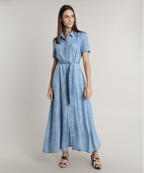 Vestido-Chemise-Jeans-Feminino-Mindset-Longo-com-Faixa-para-Amarrar-Manga-Curta-Azul-Medio-9721627-Azul_Medio_1