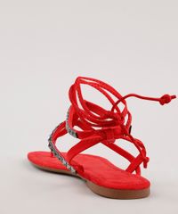 Rasteira-Feminina-Oneself-em-Suede-com-Tachas-e-Amarracao-Vermelha-9718706-Vermelho_3