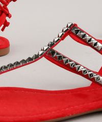 Rasteira-Feminina-Oneself-em-Suede-com-Tachas-e-Amarracao-Vermelha-9718706-Vermelho_7