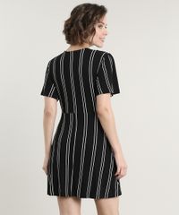 Vestido-Feminino-Curto-Listrado-com-No-Manga-Curta-Preto-9695355-Preto_2