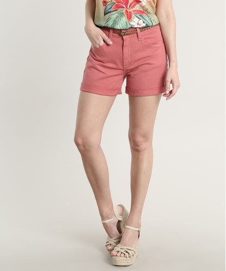 Short-de-Sarja-Feminino-Midi-com-Cinto-Coral-9695950-Coral_1