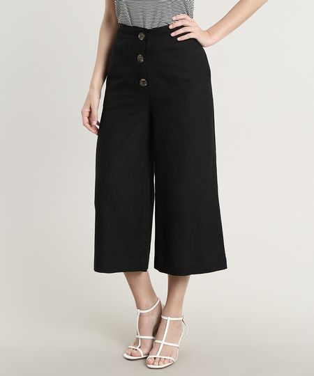 Calca-Feminina-Pantacourt-com-Linho-e-Botoes-Preta-9639227-Preto_1 Calca-Feminina-Pantacourt-com-Linho-e-Botoes-Preta-9639227-Preto_1