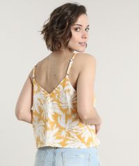 Regata-Feminina-em-Linho-Estampada-Tropical-com-Botoes-Alcas-Finas-Mostarda-9637187-Mostarda_2