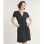 Vestido-Feminino-Curto-Estampado-de-Poa-Transpassado-com-Faixa-para-Amarrar-Manga-Curta-Preto-9693043-Preto_1