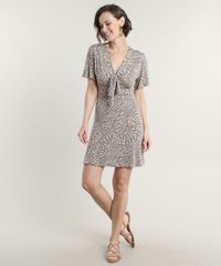 Vestido-Feminino-Curto-Estampado-Animal-Print-com-No-Manga-Curta-Bege-9695351-Bege_3