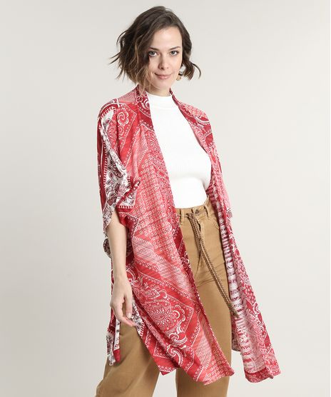 Kimono-Feminino-Estampado-de-Bandana-Manga-Curta-Vermelho-9700075-Vermelho_1