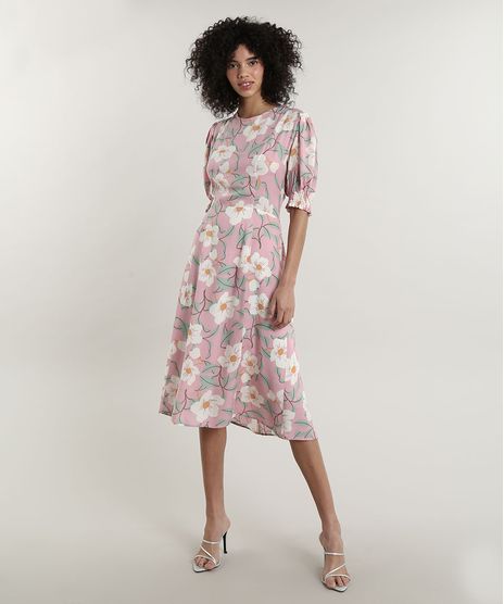 Vestido-Feminino-Midi-Mindset-Estampado-Floral-com-Vazado-nas-Costas-Manga-Curta-Rosa-Claro-9792475-Rosa_Claro_1